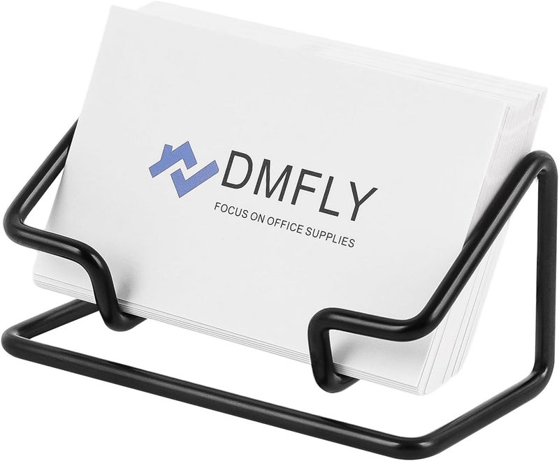 DMFLY Business Card Holder for Desk, Metal Cute Card Display Stand, Compatible with Various Countertops, Horizontal Black - Image 1